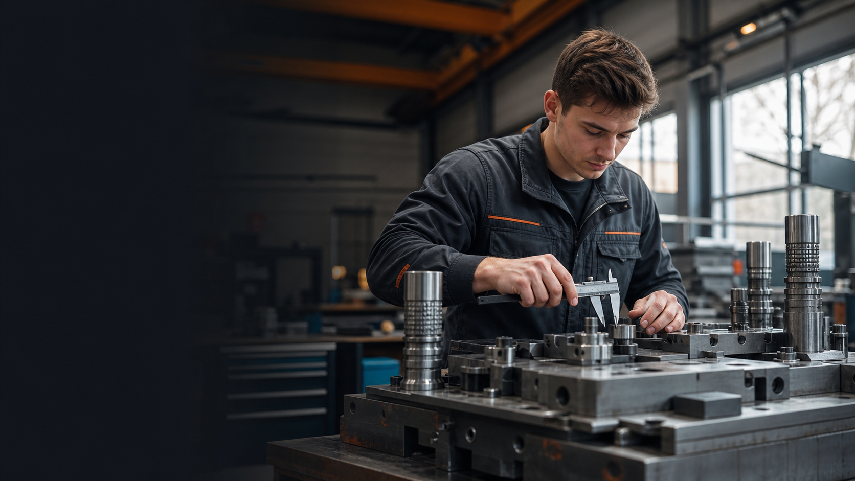 Werkzeugmechaniker bei der Präzisionsprüfung